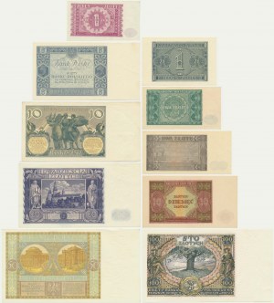 Sada, 1-100 zlatých 1929-48 (10 ks)