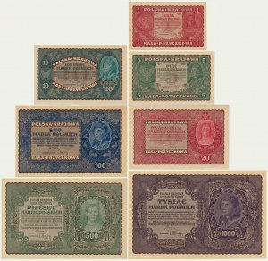 Súprava, 1-1 000 mariek 1919 (7 kusov).