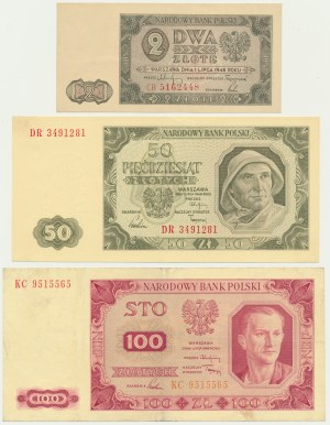 Set, 2-100 oro 1948 (3 pezzi)