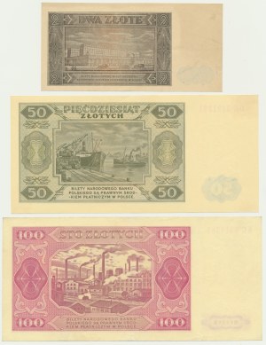 Sada, 2-100 zlatých 1948 (3 kusy)