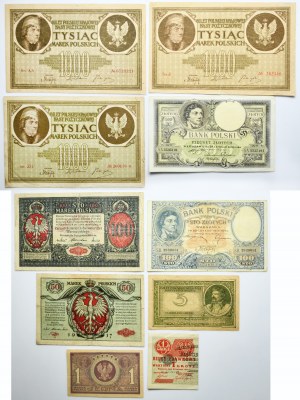 Set, billets de banque polonais (10 pièces)