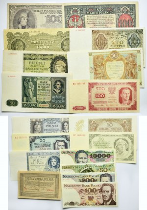 Set, banconote polacche (18 pezzi) - SET SCURO