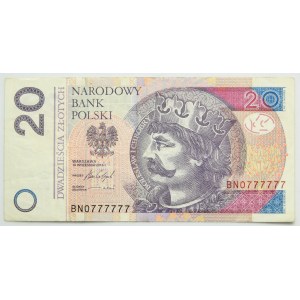 20 złotych 2016 - BN 0777777 -