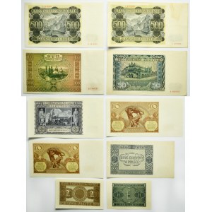 Zestaw, 1-500 złotych 1940-41 (10 szt.)