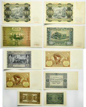 Set, 1-500 gold 1940-41 (10 pieces).