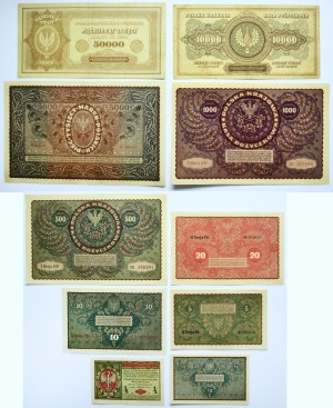 Ensemble, 1/2-50.000 mark 1916-23 (10 pièces)