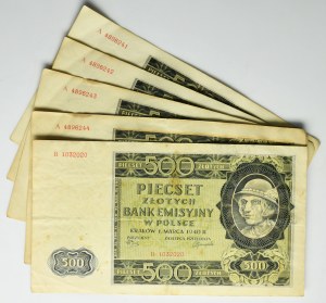 500 zloty 1940 (5 pieces).