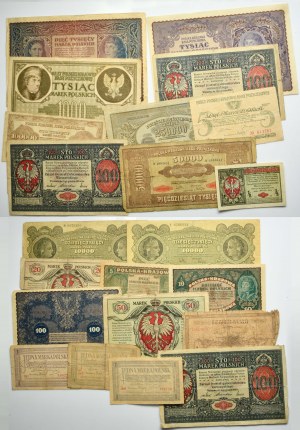 Zestaw, 1-250.000 marek 1916-23 (ok. 23 szt.)
