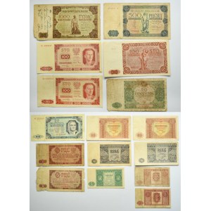 Set, 1-1.000 oro 1946-48 (16 pezzi)