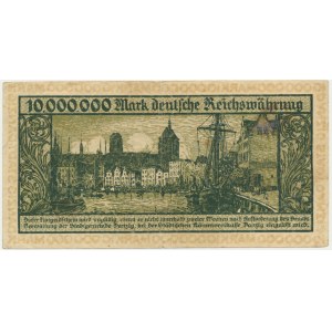 Gdańsk, 10 milionów marek 1923 - bez serii - druk nieobrócony