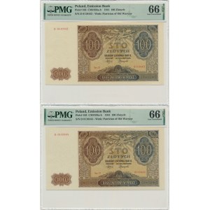 Satz, 100 Gold 1941 - D - PMG 66 EPQ (2 Stk.) - fortlaufende Nummern