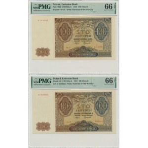 Set, 100 oro 1941 - D - PMG 66 EPQ (2 pezzi) - numeri consecutivi