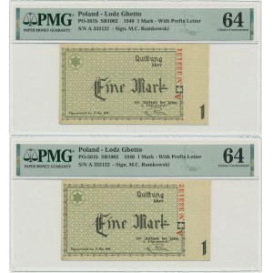 Lot, 1 Mark 1940 - A - 6 digit series - PMG 64 (2 pcs.)