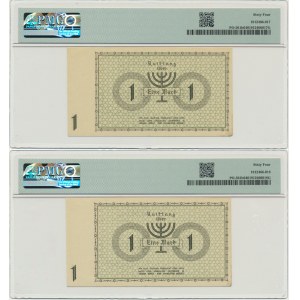 Lot, 1 Mark 1940 - A - 6 digit series - PMG 64 (2 pcs.)