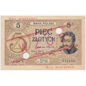 5 złotych 1924 - WZÓR - II EM. A