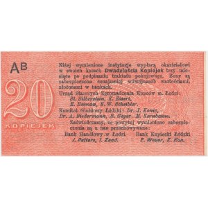 Łódź, Urząd Starszych Zg. Kupców, 20 kop. (1914) - wystawca drukiem - AB