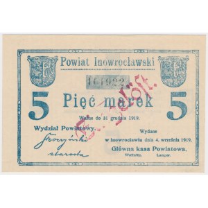 Inowrocław, 5 marek 1919 - EINGELÖST na awersie i rewersie