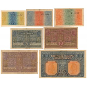 Generał od 1/2 do 100 mkp 1916 - komplet nominałowy (7szt)