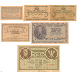 Zestaw od 1 do 1.000 mkp 1919 (6szt)