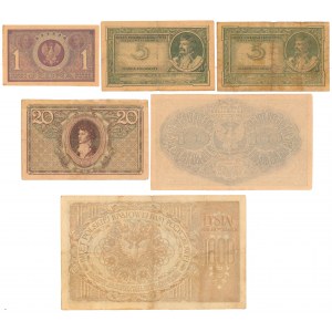 Zestaw od 1 do 1.000 mkp 1919 (6szt)