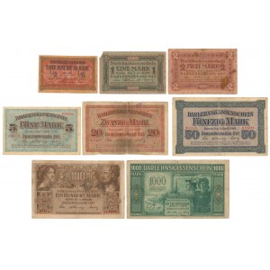Kowno, Komplet nominałowy od 1/2 do 1.000 marek 1918 (8szt)