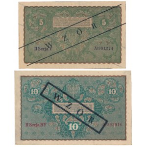 5 i 10 mkp 08.1919 - z nadrukami WZÓR (2szt)