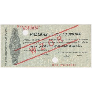 Przekaz na 50 mln mkp 1923 - WZÓR 