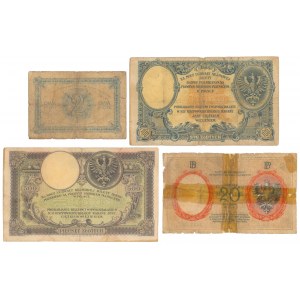 Zestaw od 2 do 500 złotych 1919-1924 (4szt)
