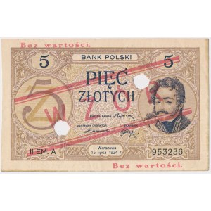 5 złotych 1924 - WZÓR - II EM. A