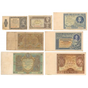 Zestaw banknotów 1 - 100 złotych 1925-1938 (7szt) 
