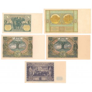 Zestaw banknotów 10-100 zł 1929-1936 (5szt)