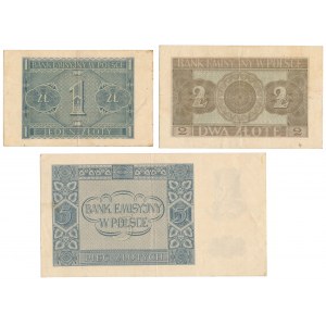 1, 2 i 5 złotych 1940 - zestaw (3szt)