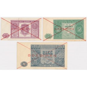 1, 2 i 5 złotych 1946 - SPECIMEN - zestaw (3szt)