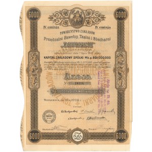 Zawiercie Tow. Zakładów Przędzalni Bawełny..., Em.4, 6.000 mkp 1923