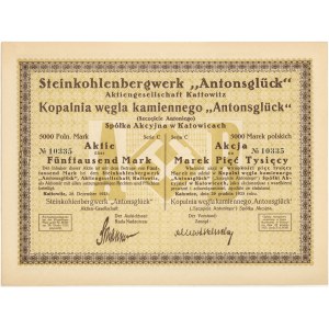 Kopalnia Węgla Kamiennego Szczęście Antoniego, Ser.C, 5.000 mkp 1923