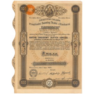 Zawiercie Tow. Zakładów Przędzalni Bawełny..., Em.2, 100 zł 1929