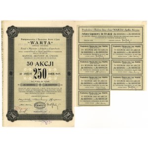 Przędzalnia i Tkalnia Juty i Lnu Warta, 50x 250 zł 1936