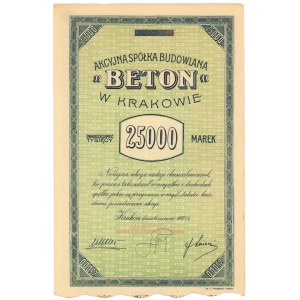 Beton Akc. Sp. Budowlana w Krakowie, 25.000 mkp 06.1921