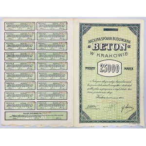 Beton Akc. Sp. Budowlana w Krakowie, 25.000 mkp 06.1921