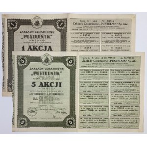 Zakłady Ceramiczne Pustelnik, 50 zł i 5x 50 zł 1927 (2szt)