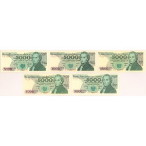 5.000 złotych 1982-1988 - zestaw (5szt)