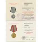 Zestaw odznak radzieckich z legitymacjami po polskim pułkowniku