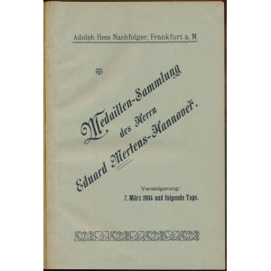 Adolph Hess, Medaillen-Sammlung E. Martens-Hannover, 1904