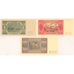 50, 100 i 500 zł 1948 - zestaw (3szt)