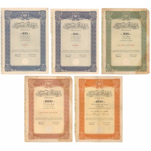 Bank Polski, 2x 100, 5x 100, 10x 100 i 25x 100 zł 1934 (5szt)