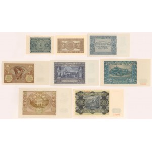 Zestaw banknotów 1 - 500 złotych 1940-1941 (8szt)