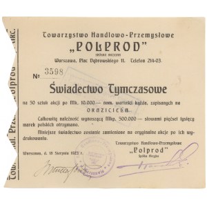 Polprod, Świadectwo tymczasowe 50x 10.000 mkp 1923