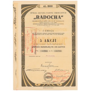 Radocha Sp. Akc. Fabryk Chemicznych, Em.1, 5x 100 zł 1934