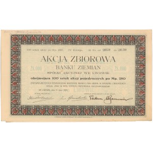 Bank Ziemian Sp. Akc. we Lwowie, Em.4, 100x 280 mkp 1923