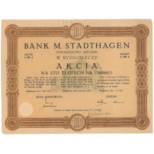 Bank M. Stadthagen w Bydgoszczy, 100 zł 1927